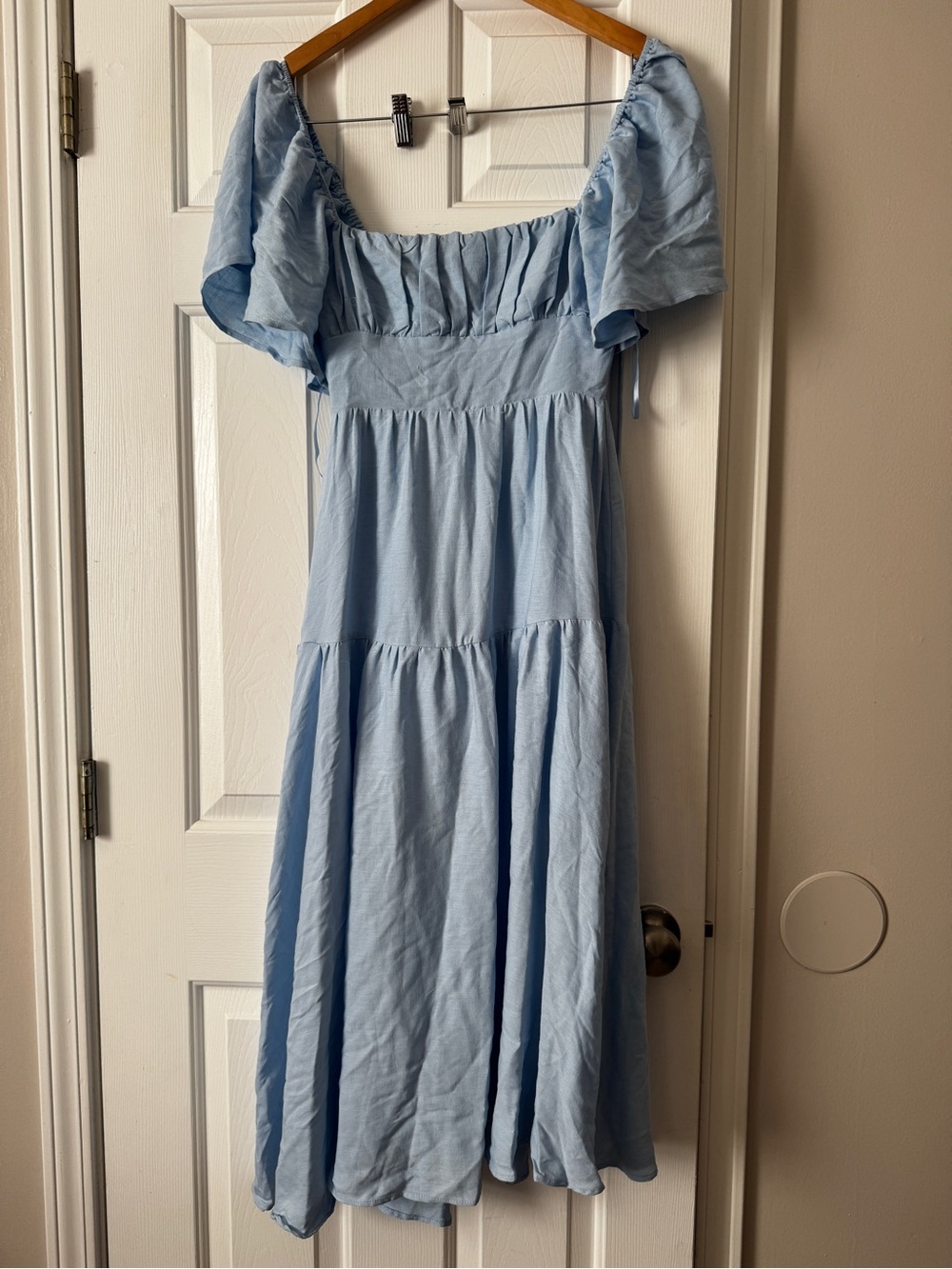 Selfie Leslie Sky Blue Cottagecore Tiered Midi Dress S